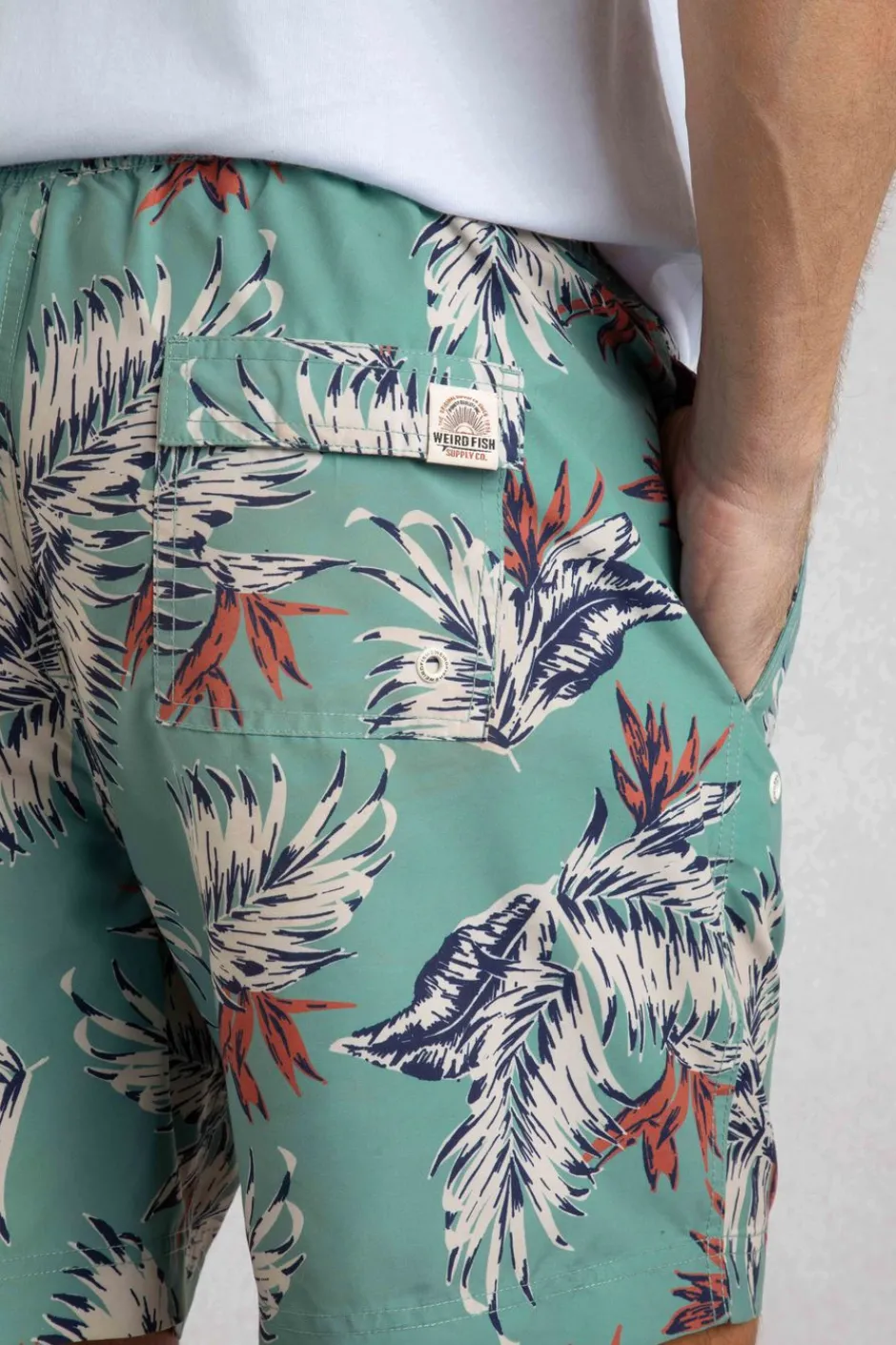 Weird Fish Shorts|Belukha Printed Swim Shorts Mineral Blue