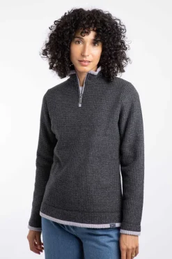 Weird Fish Fleece|Beye Eco 1/4 Zip Grid Fleece Washed Black