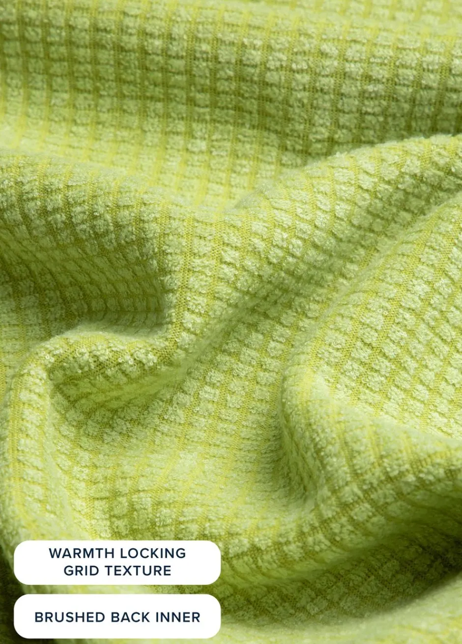 Weird Fish Fleece|Beye Eco 1/4 Zip Grid Fleece Tarragon