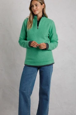 Weird Fish Fleece|Beye Eco 1/4 Zip Grid Fleece Grass Green