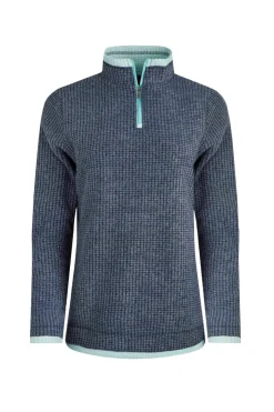 Weird Fish Fleece|Beye Eco 1/4 Zip Grid Fleece Rich Navy