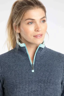 Weird Fish Fleece|Beye Eco 1/4 Zip Grid Fleece Rich Navy