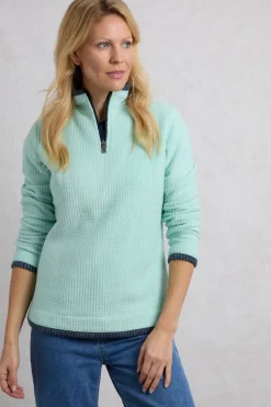 Weird Fish Fleece|Beye Eco 1/4 Zip Grid Fleece Seaspray