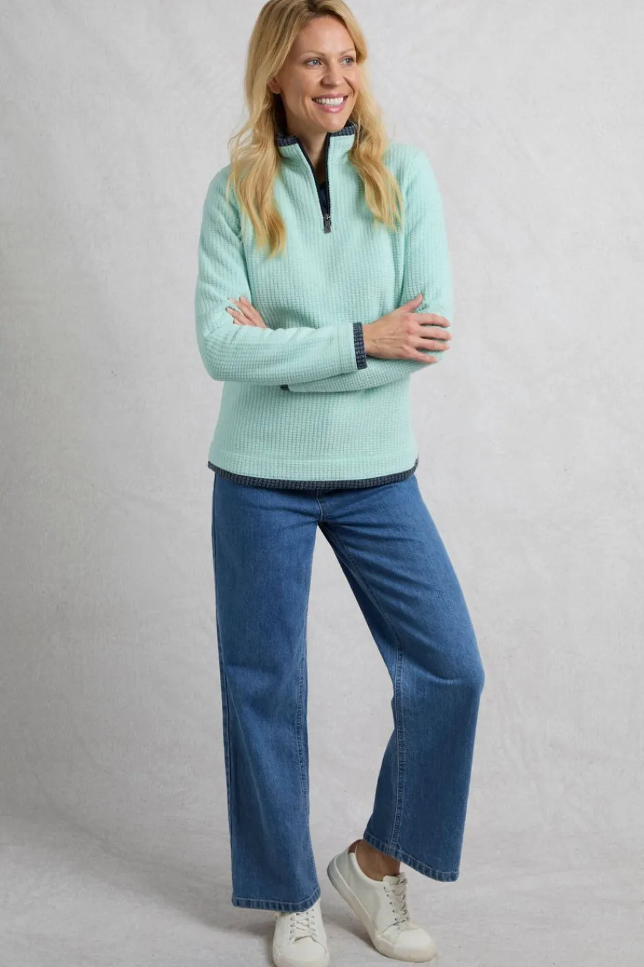 Weird Fish Fleece|Beye Eco 1/4 Zip Grid Fleece Seaspray