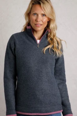 Weird Fish Fleece|Beye Eco 1/4 Zip Grid Fleece Navy
