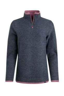 Weird Fish Fleece|Beye Eco 1/4 Zip Grid Fleece Navy