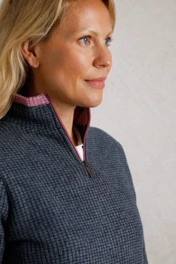 Weird Fish Fleece|Beye Eco 1/4 Zip Grid Fleece Navy