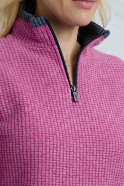 Weird Fish Fleece|Beye Eco 1/4 Zip Grid Fleece Dark Raspberry