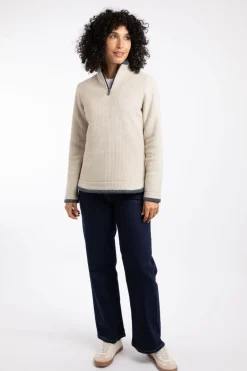 Weird Fish Fleece|Beye Eco 1/4 Zip Grid Fleece Ecru