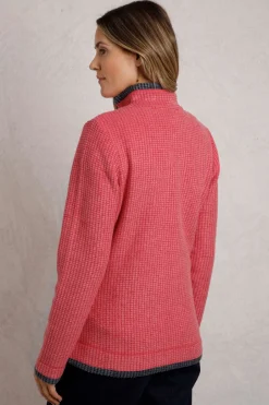 Weird Fish Fleece|Beye Eco 1/4 Zip Grid Fleece Barberry Red Marl