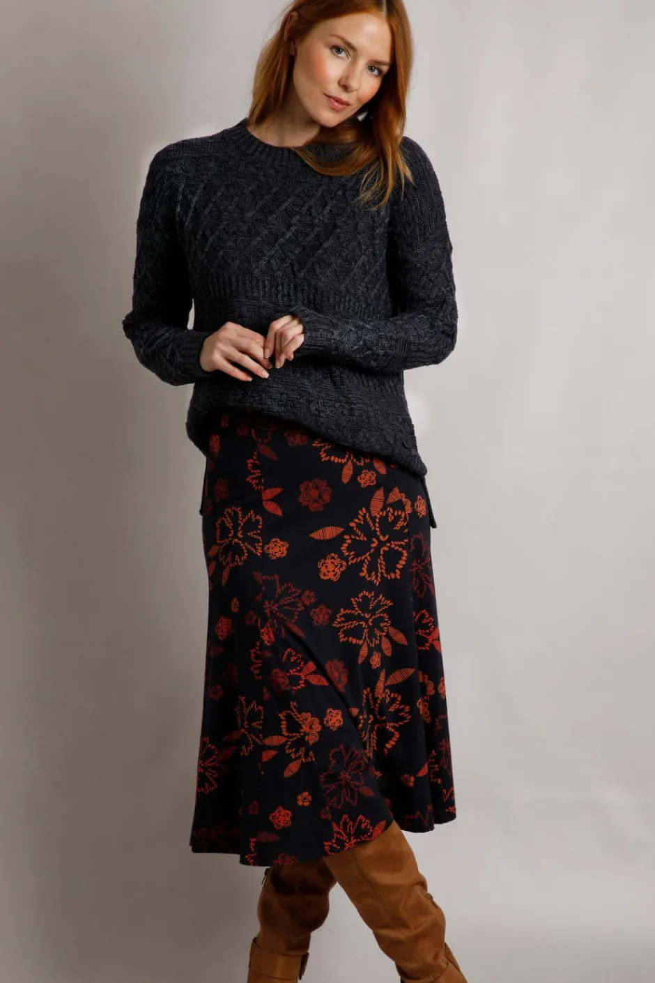 Weird Fish Jumpers & Cardigans|Knitwear|Beyonne Eco Mixed Stitch Jumper Navy