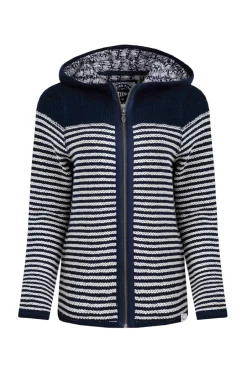 Weird Fish Sweatshirts & Hoodies|Bianca Full Zip Stripe Eco Macaroni Hoodie Navy
