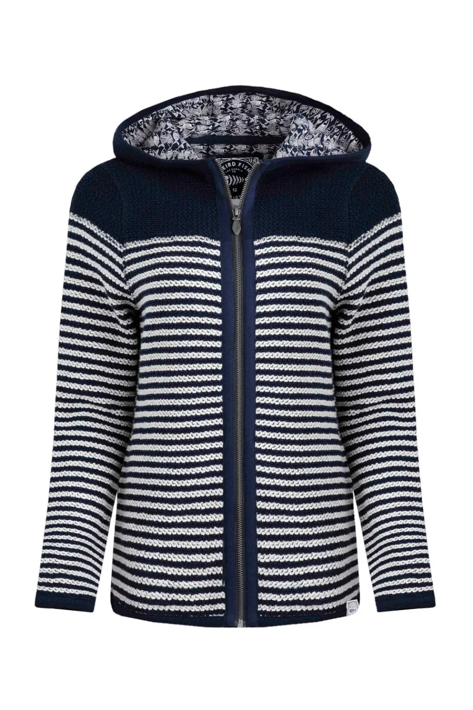 Weird Fish Sweatshirts & Hoodies|Bianca Full Zip Stripe Eco Macaroni Hoodie Navy