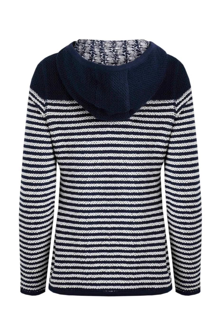 Weird Fish Sweatshirts & Hoodies|Bianca Full Zip Stripe Eco Macaroni Hoodie Navy