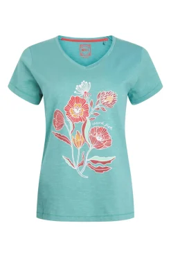 Weird Fish Tunics|Tops & T-Shirts|Botanic Organic Cotton V Neck Front Print T-Shirt Viridis