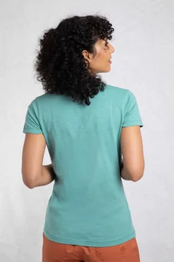 Weird Fish Tunics|Tops & T-Shirts|Botanic Organic Cotton V Neck Front Print T-Shirt Viridis