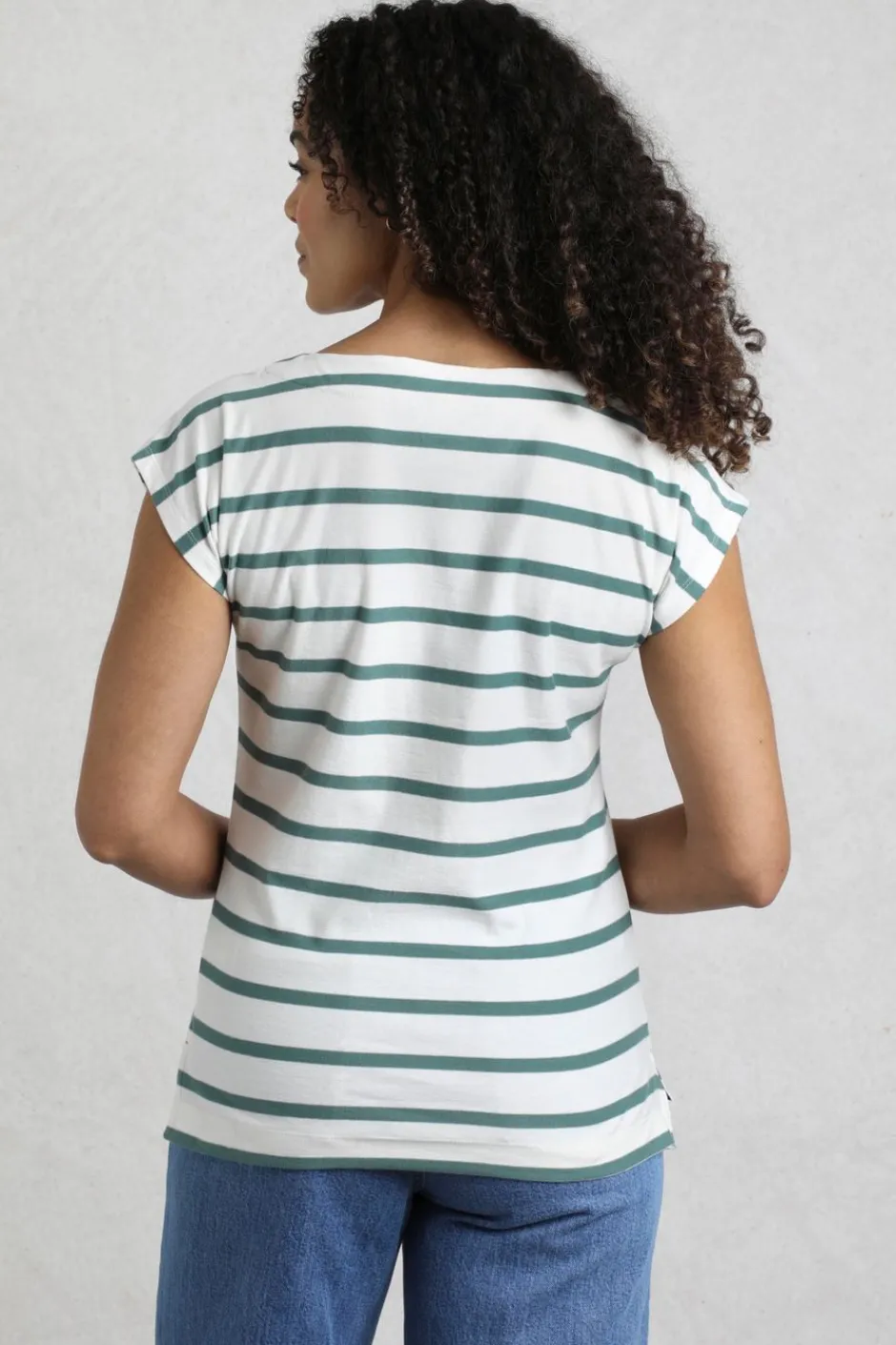 Weird Fish Tunics|Tops & T-Shirts|Bowe Organic Cotton Striped Jersey T-Shirt Mineral Blue