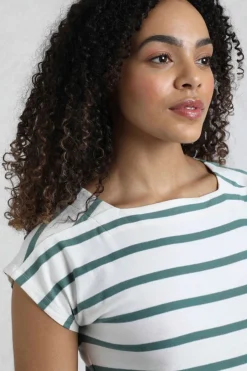 Weird Fish Tunics|Tops & T-Shirts|Bowe Organic Cotton Striped Jersey T-Shirt Mineral Blue