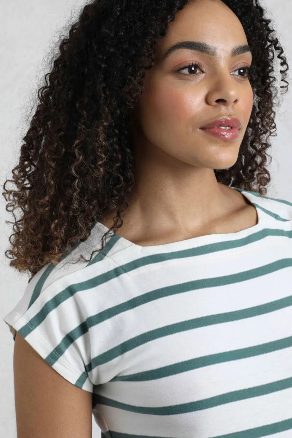 Weird Fish Tunics|Tops & T-Shirts|Bowe Organic Cotton Striped Jersey T-Shirt Mineral Blue