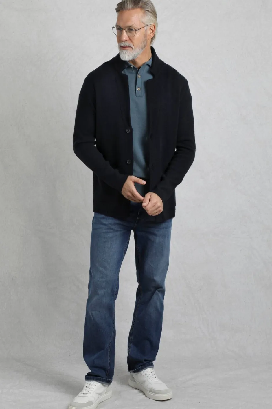 Weird Fish Jumpers & Knitwear|Brad Knitted Cardigan Midnight