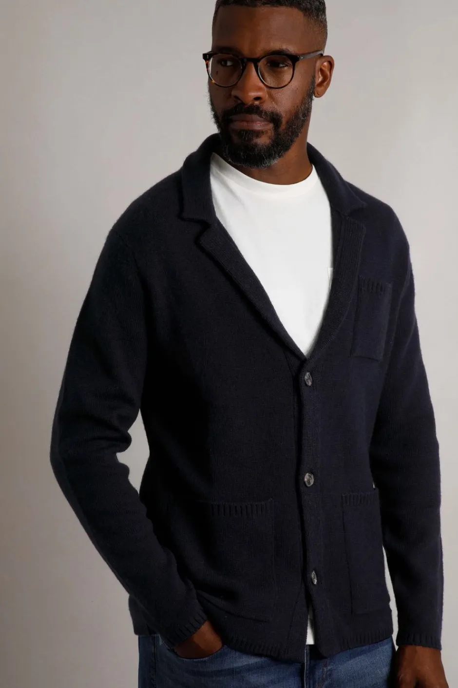 Weird Fish Jumpers & Knitwear|Brad Knitted Cardigan Midnight