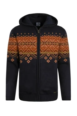 Weird Fish Sweatshirts & Hoodies|Jumpers & Knitwear|Bradwood Borg Lined Fair Isle Knit Full Zip Hoodie Midnight