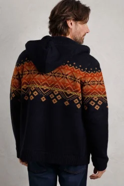 Weird Fish Sweatshirts & Hoodies|Jumpers & Knitwear|Bradwood Borg Lined Fair Isle Knit Full Zip Hoodie Midnight
