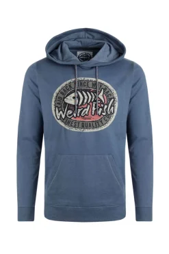 Weird Fish Sweatshirts & Hoodies|Bryant Front Print Graphic Popover Hoodie Mid Blue