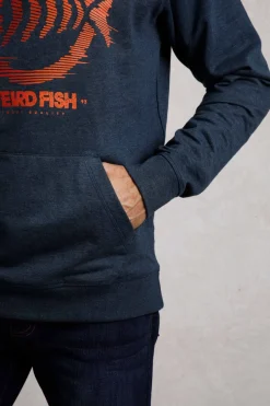 Weird Fish Sweatshirts & Hoodies|Bryant Front Print Graphic Popover Hoodie Navy