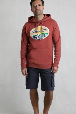 Weird Fish Sweatshirts & Hoodies|Bryant Front Print Graphic Popover Hoodie Pinot Red