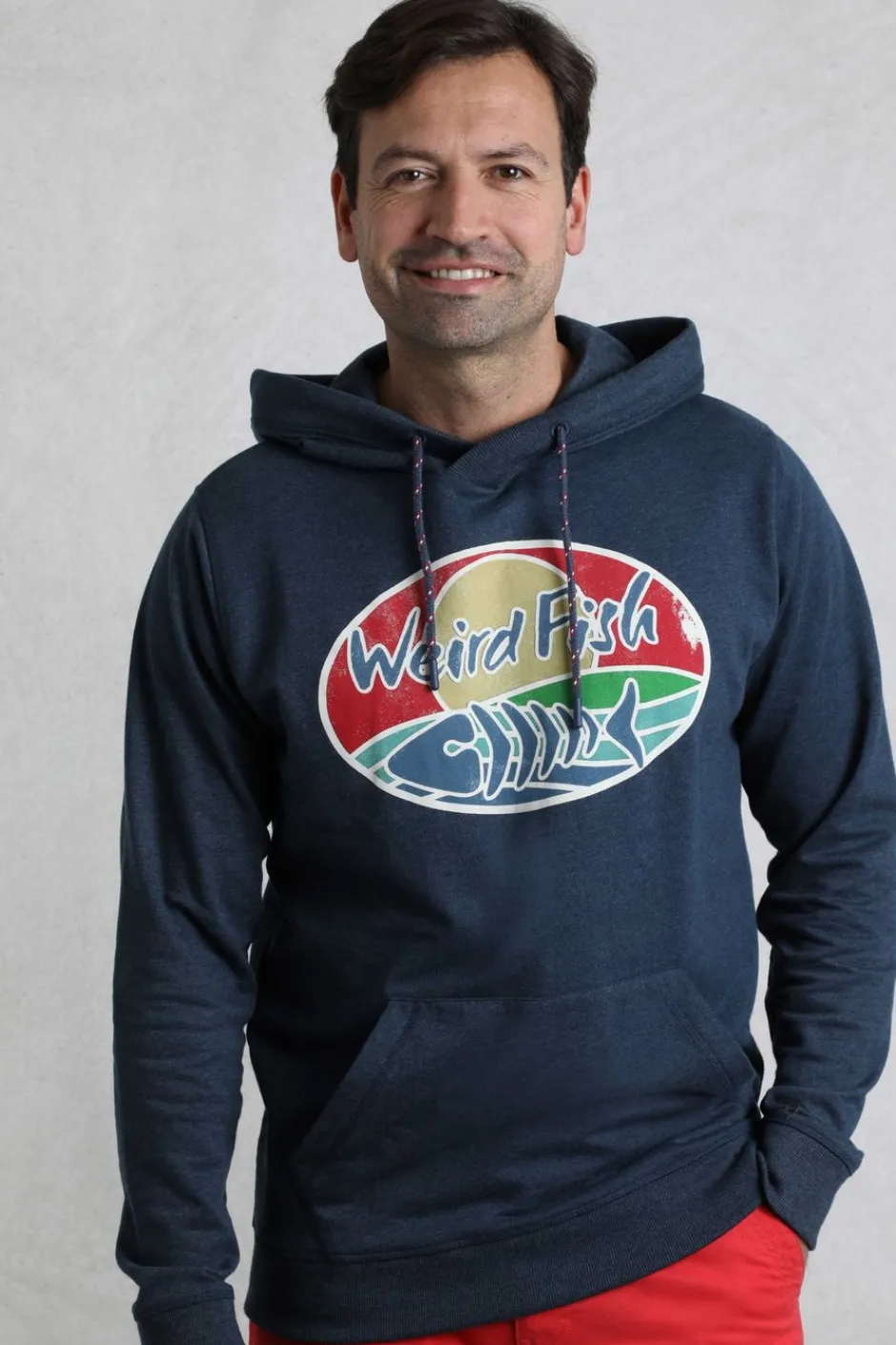 Weird Fish Sweatshirts & Hoodies|Bryant Front Print Graphic Popover Hoodie Navy