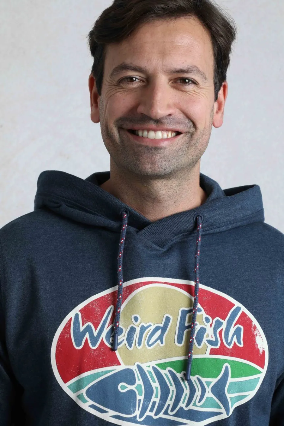 Weird Fish Sweatshirts & Hoodies|Bryant Front Print Graphic Popover Hoodie Navy