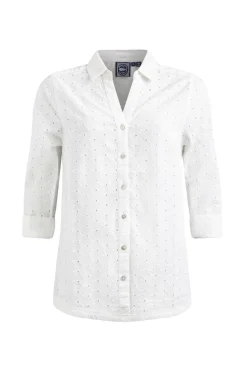 Weird Fish Tunics|Tops & T-Shirts|Camille Organic Cotton Broidery Shirt White