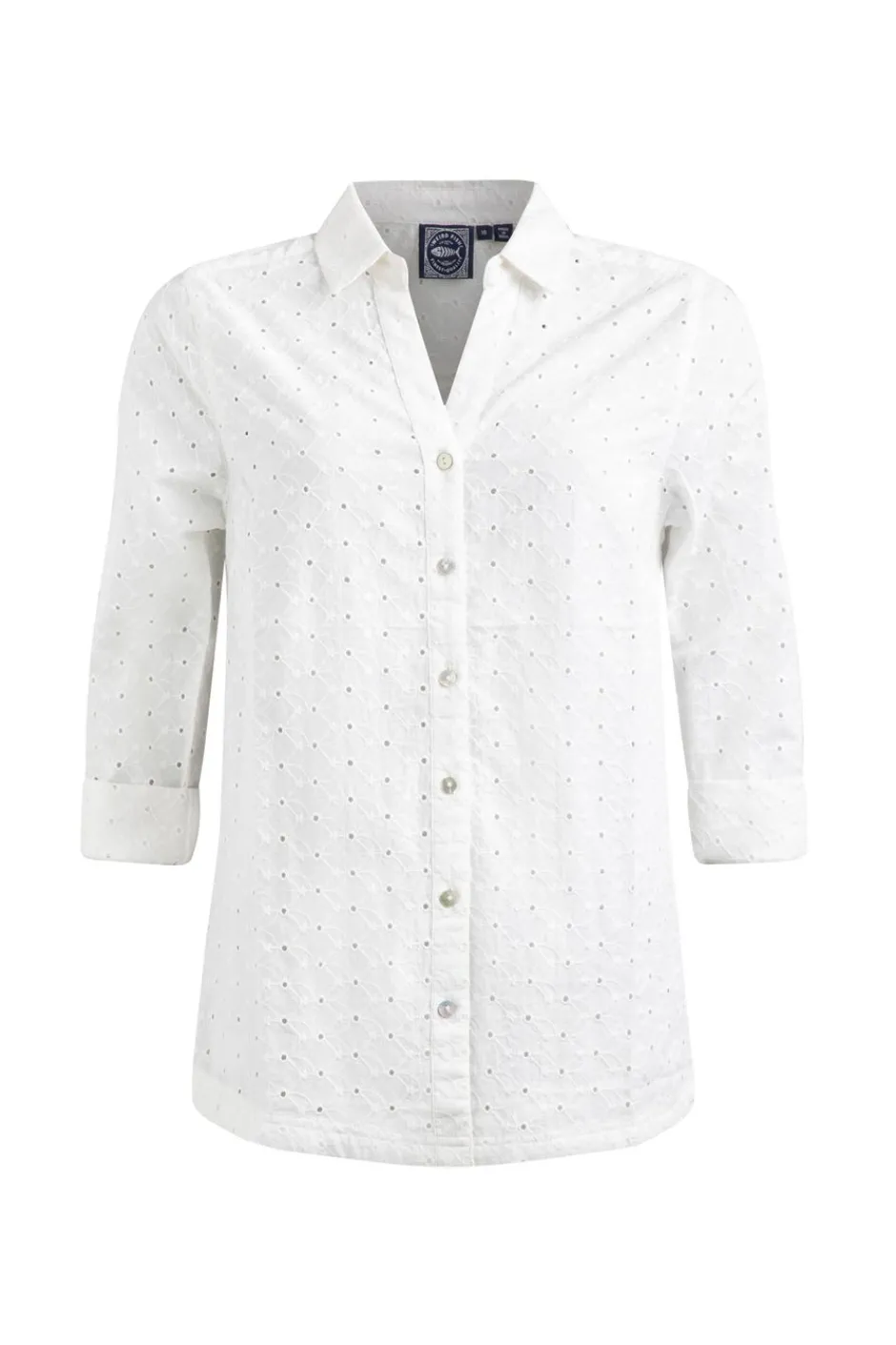 Weird Fish Tunics|Tops & T-Shirts|Camille Organic Cotton Broidery Shirt White