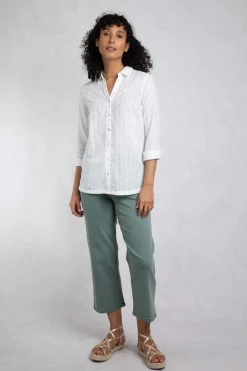 Weird Fish Tunics|Tops & T-Shirts|Camille Organic Cotton Broidery Shirt White