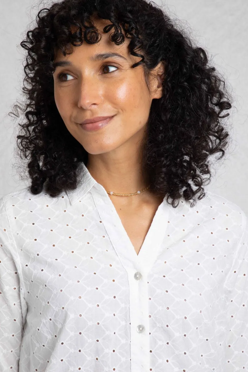Weird Fish Tunics|Tops & T-Shirts|Camille Organic Cotton Broidery Shirt White