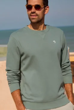 Weird Fish Sweatshirts & Hoodies|Carlise Organic Cotton Crew Neck Sweatshirt Army Green