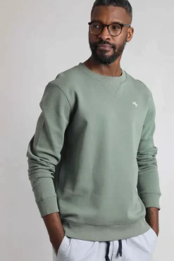 Weird Fish Sweatshirts & Hoodies|Carlise Organic Cotton Crew Neck Sweatshirt Army Green