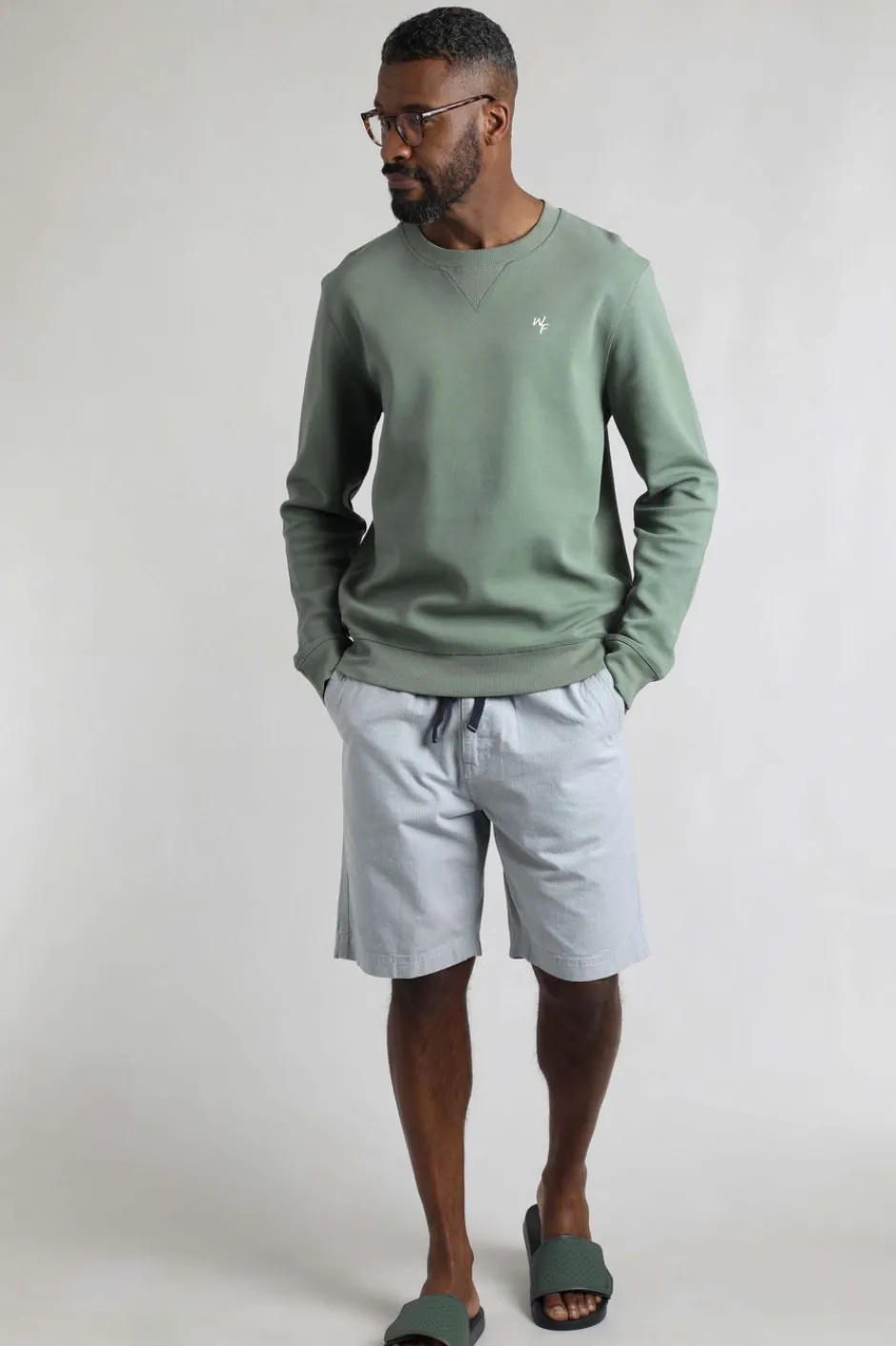 Weird Fish Sweatshirts & Hoodies|Carlise Organic Cotton Crew Neck Sweatshirt Army Green