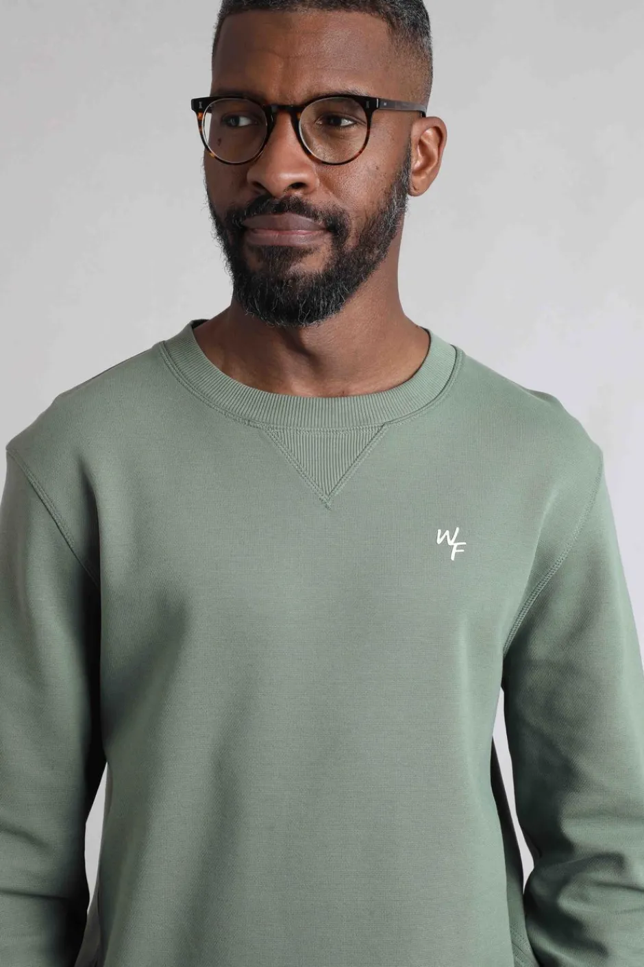 Weird Fish Sweatshirts & Hoodies|Carlise Organic Cotton Crew Neck Sweatshirt Army Green