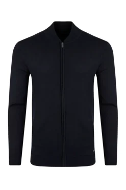Weird Fish Coats, Jackets And Gilets|Carter Knitted Full Zip Bomber Jacket Midnight
