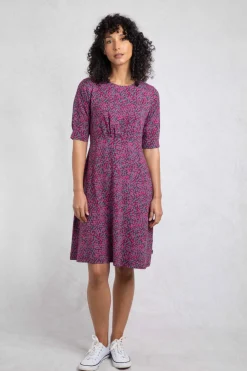 Weird Fish Dresses|Cassandra Organic Cotton Jersey Swing Dress Dark Raspberry