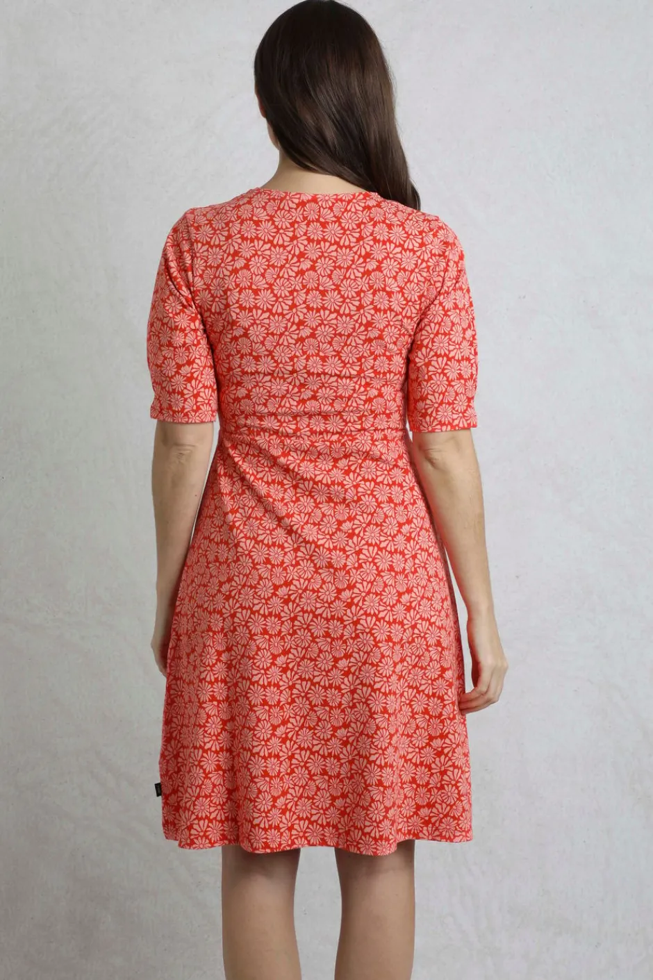 Weird Fish Dresses|Cassandra Organic Cotton Jersey Swing Dress Crimson