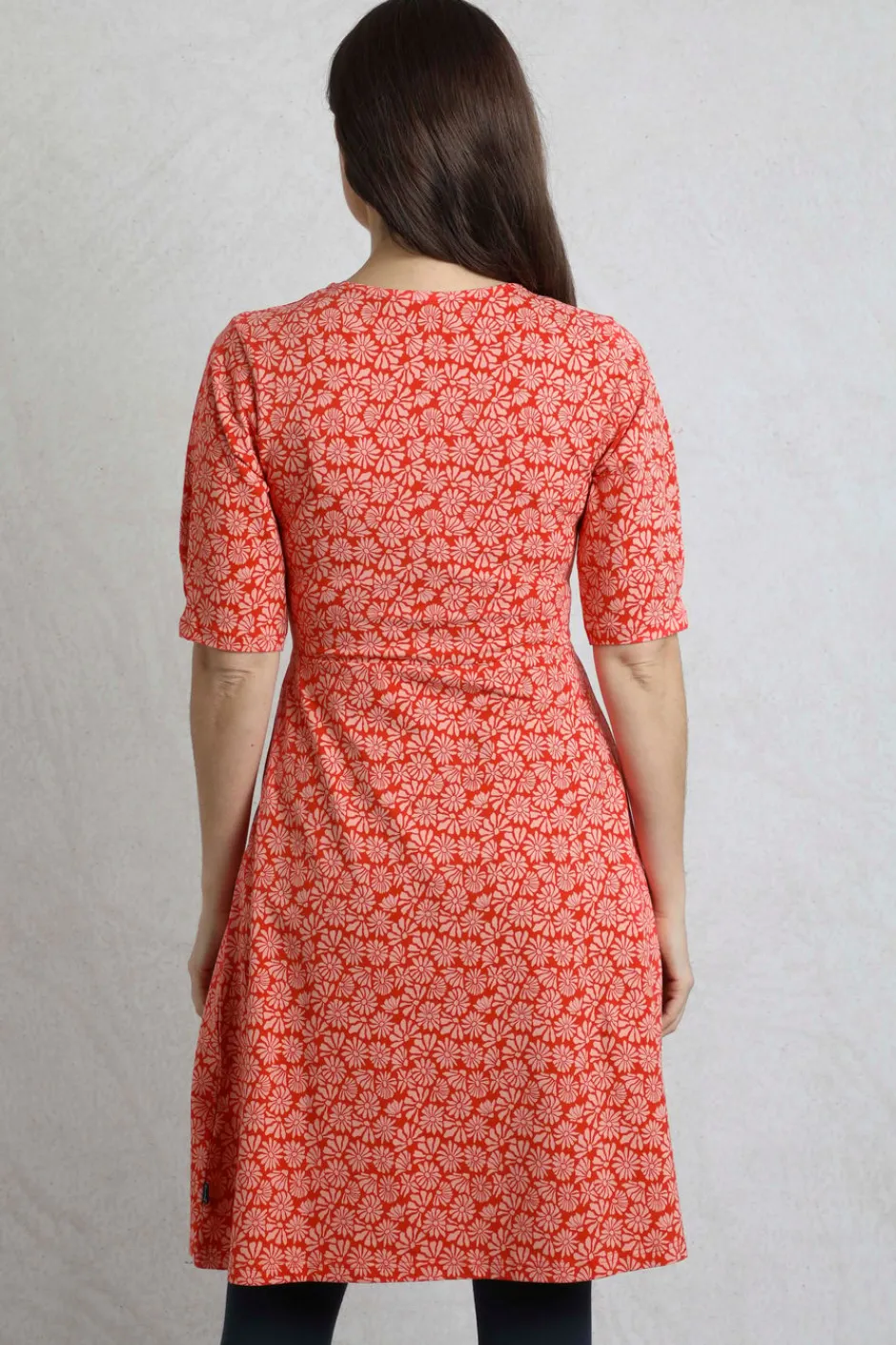 Weird Fish Dresses|Cassandra Organic Cotton Jersey Swing Dress Crimson