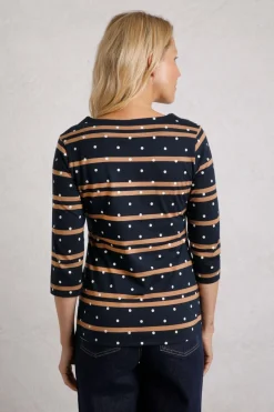 Weird Fish Tunics|Tops & T-Shirts|Cecily Organic Cotton Stripe Jersey T-Shirt Navy