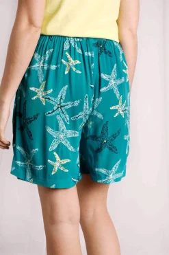 Weird Fish Shorts|Celeste Eco Viscose Printed Shorts Lagoon Blue