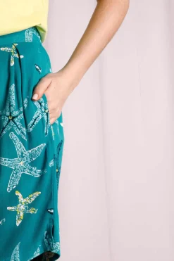 Weird Fish Shorts|Celeste Eco Viscose Printed Shorts Lagoon Blue