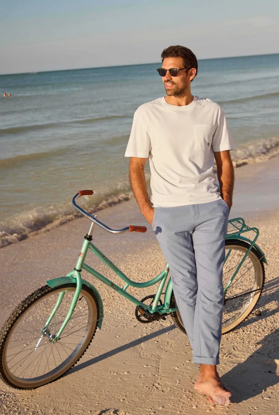 Weird Fish Trousers & Jeans|Charleigh Textured Chino Trousers Denim Blue