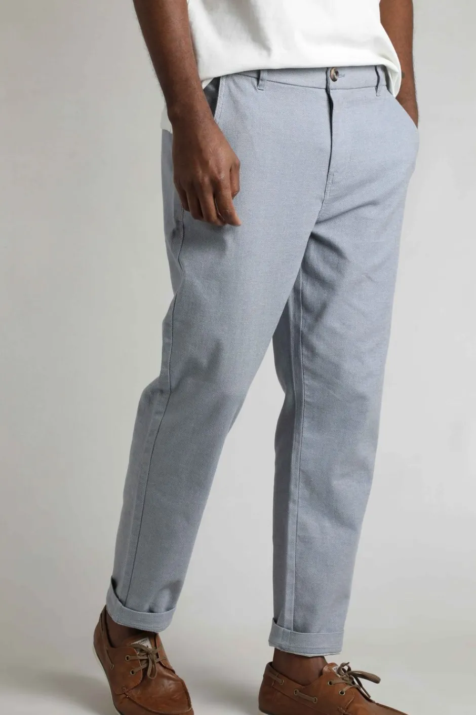 Weird Fish Trousers & Jeans|Charleigh Textured Chino Trousers Denim Blue