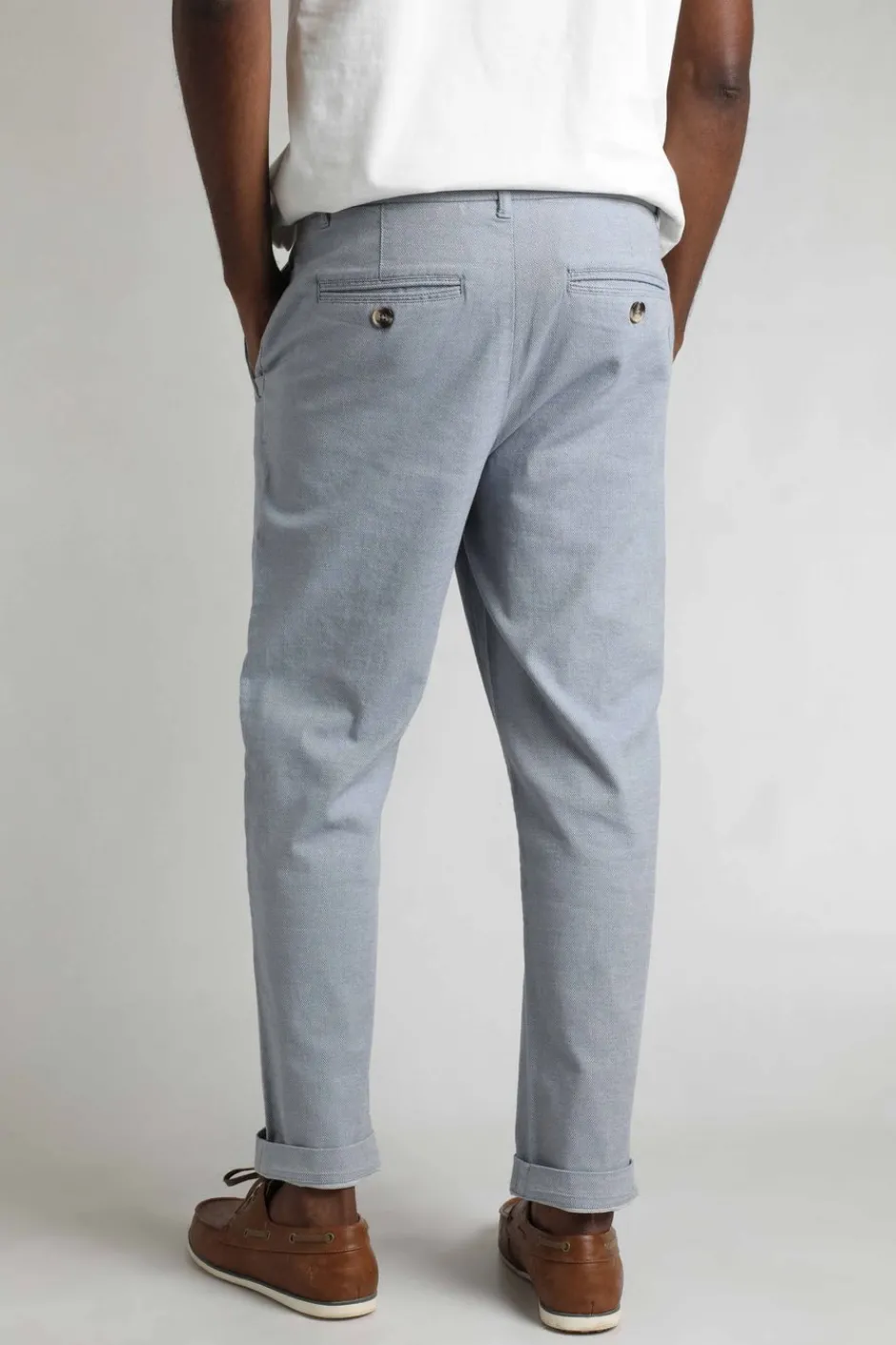 Weird Fish Trousers & Jeans|Charleigh Textured Chino Trousers Denim Blue